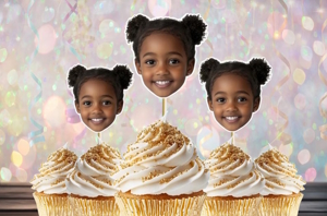 kid's head as printed cake topper