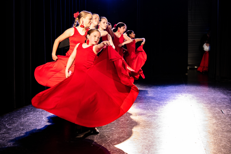 girls in red dresses Flamenco dancing