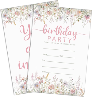 birthday party invite floral
