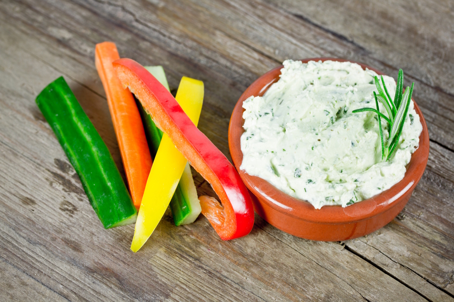 Fresh herb dip with veggie sticks