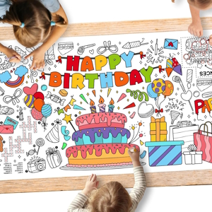 Large coloring poster that says Happy Birthday