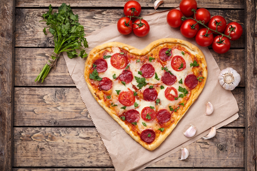 pizza in the shape of a heart