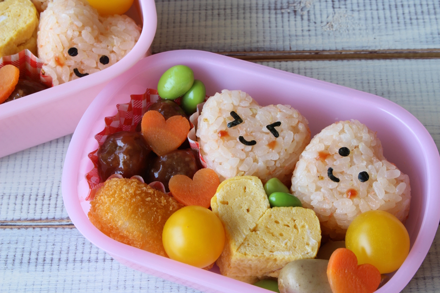 snacks in a lunch box cut into heart shapes