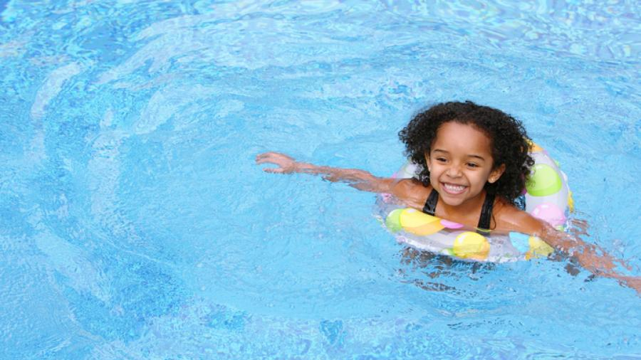 girl in a swimming pool