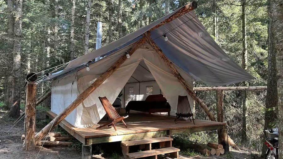 glamping tent at Hymas Family Farm