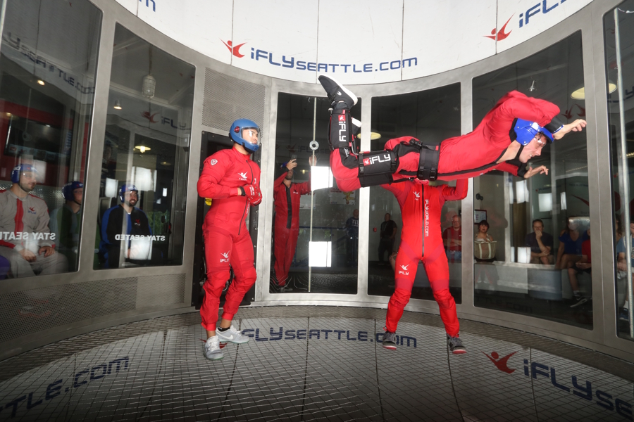person in the air at iFly