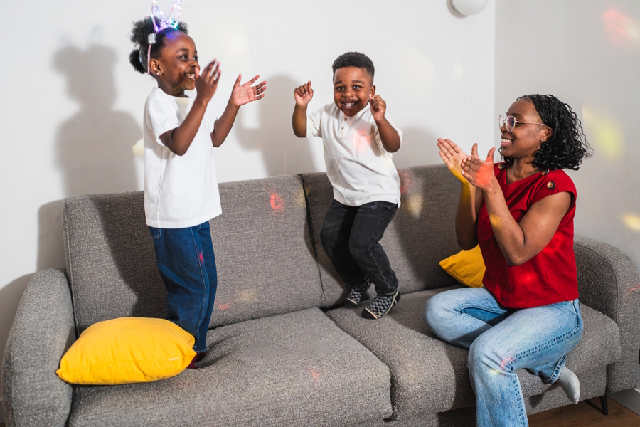 kids dancing and having fun at home