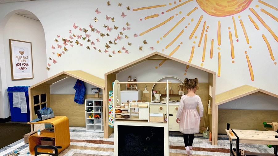 the bakery counter and kitchen in the indoor play area at Laro Tayo