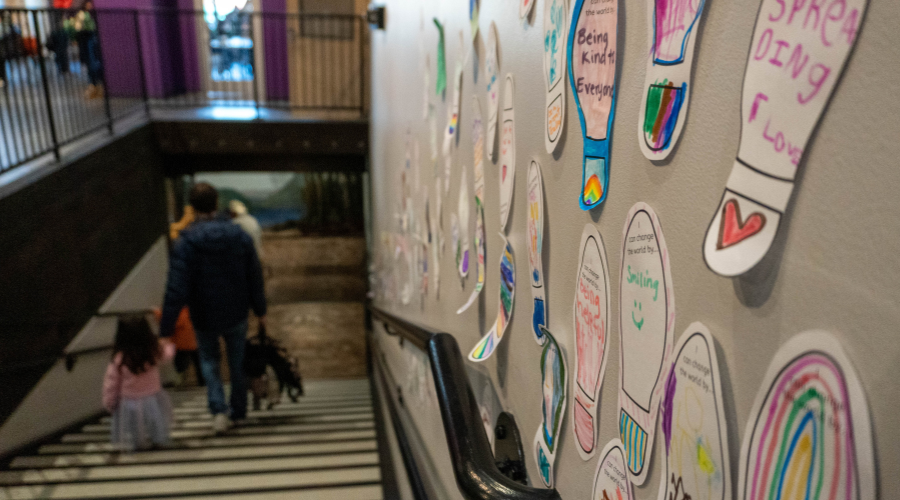 Kids crafts celebrating MLK Day are on display at Imagine Children’s Museum.