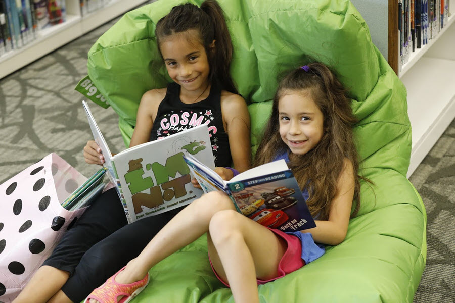 Two young readers at the Pierce County Library