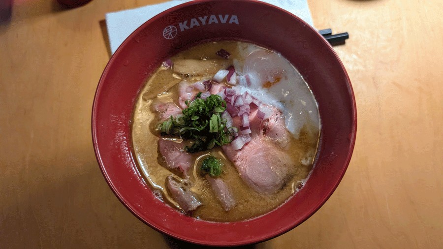 signature ramen bowl at Kayava