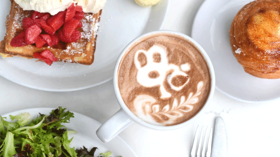 latte and pastries on offer at Farine Bakery & Cafe