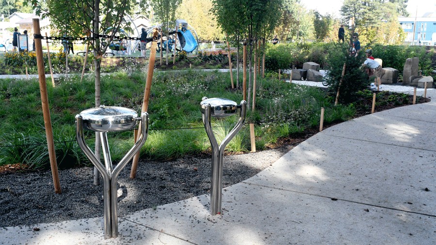 percussion instruments in the sensory garden at shoreline's new playground