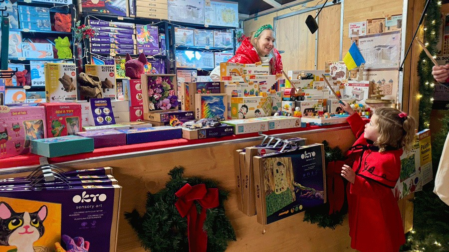 the toy hut at Seattle Christmas Market with plenty of gift ideas for kids