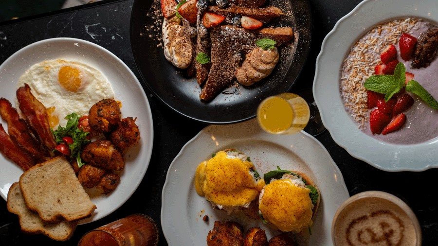 brunch offerings at the George, including French toast and eggs Benedict