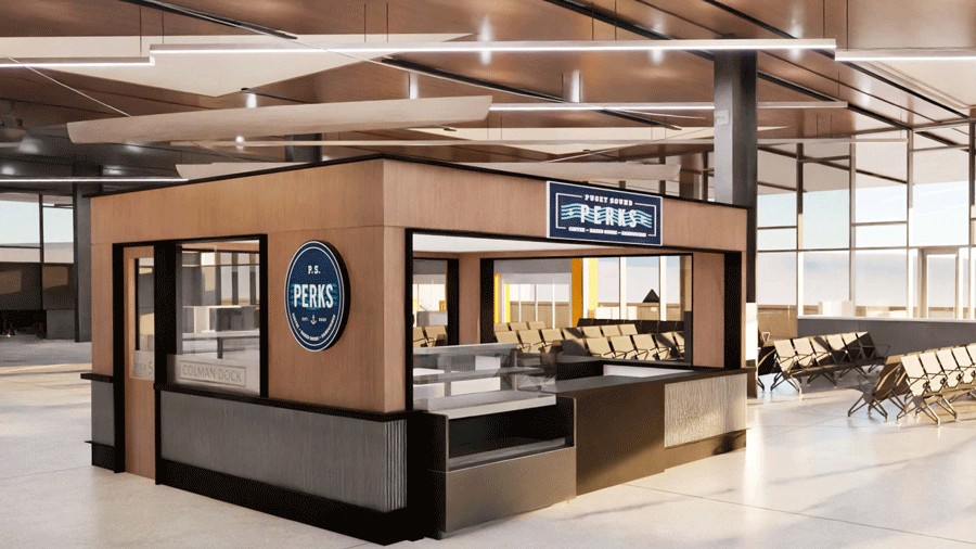 a rendering of Puget Sound Perks, a new offering at the ferry dock terminals at Seattle