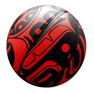 colorful basketball designed by native artist in black and red