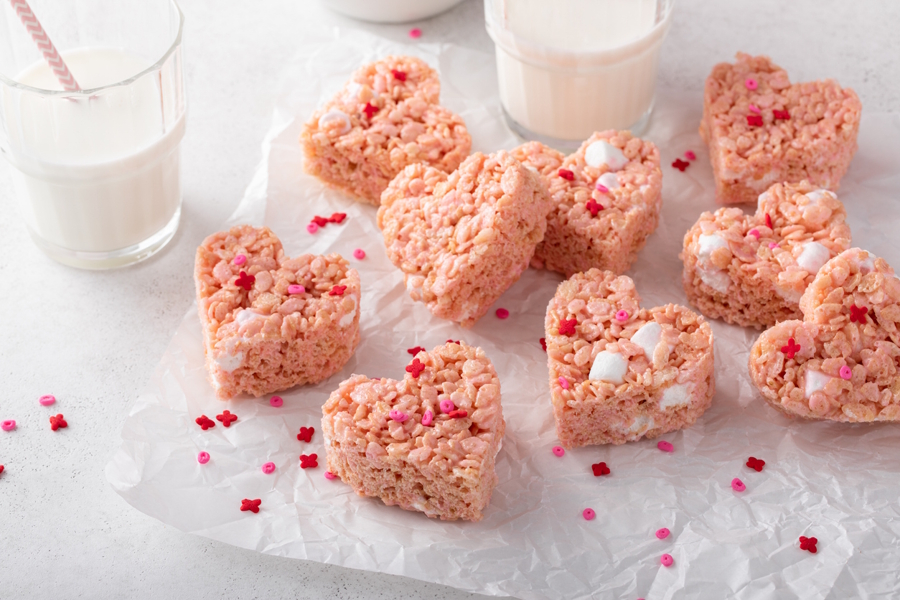 pink valentine's day rice crispy treats