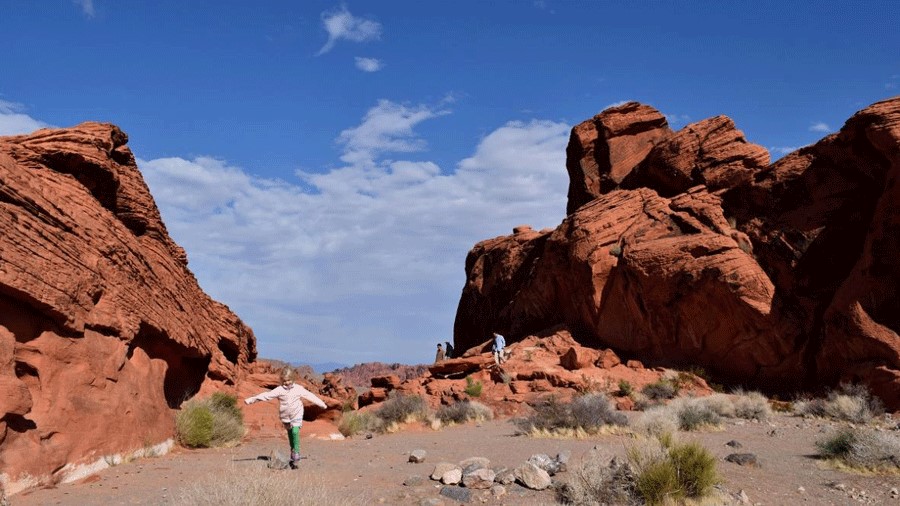 young girl exploring Valley of Fire in Las Vegas, Nevada