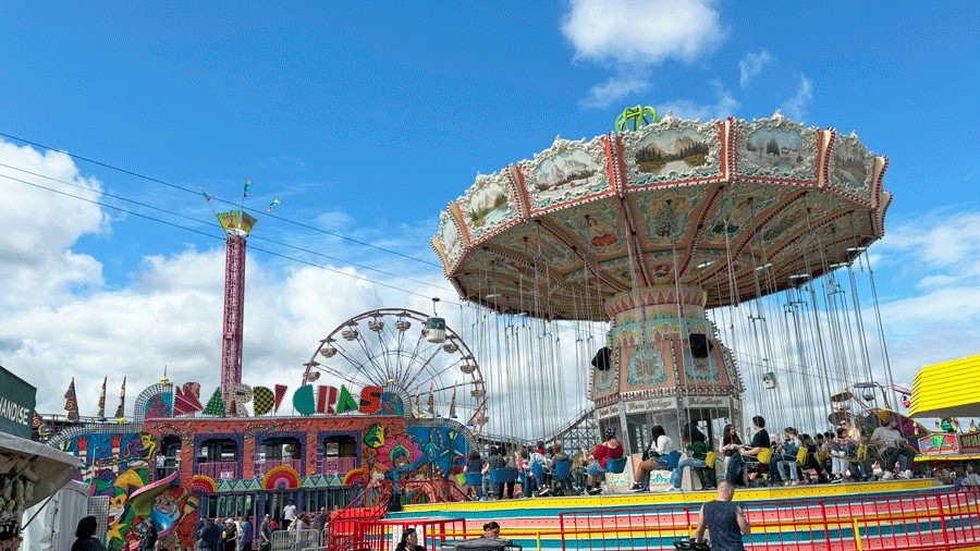 the swings, ferris wheel and carnival rides at the Washington State Fair