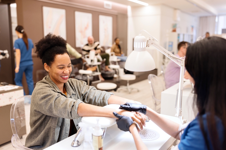 woman getting a manicure