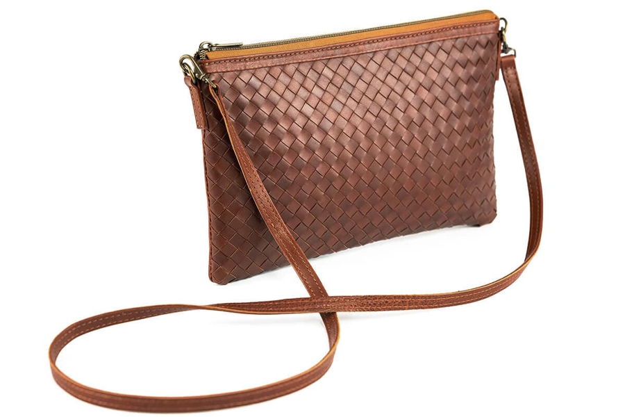leather woven bag