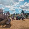 Edgewood Community Park new playground with tractor and sun rays