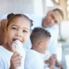Little girl eating ice cream 