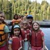 Group of Washington state Girl Scouts at summer camp