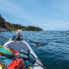 San Juans kayaking looking ahead at Big J paddle partner