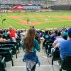Girl walking down steps at T-Mobile Park to watch a Seattle Mariners Game