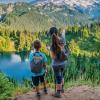 mom and son hiking at Mt. Rainier 