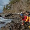 exploring a Pacific Northwest beach on a cloudy, gray day to embrace bad weather with kids
