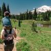 mom and kids hiking at Mount Rainier National Park