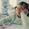 girl child tired and bored at school