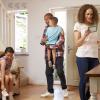 family organizing at new home