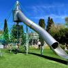 kids playing on the climbing structure at South Park's new playground in Seattle