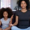 Mom and child using breathing exercises to hold off a tantrum