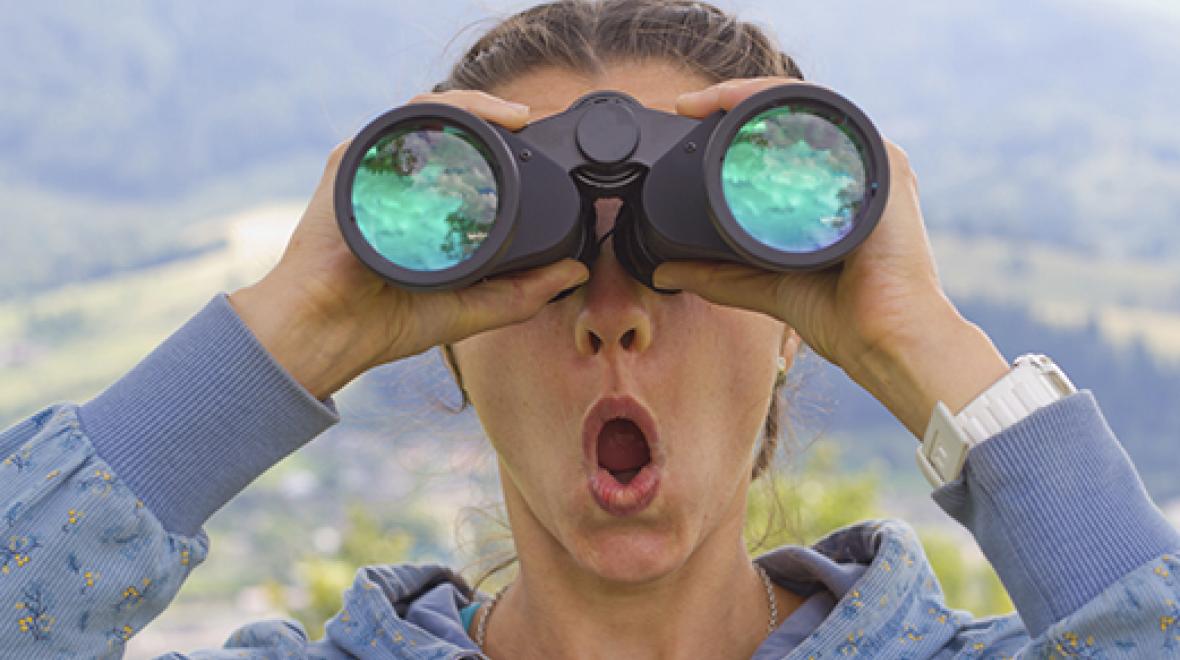 Girl with binoculars