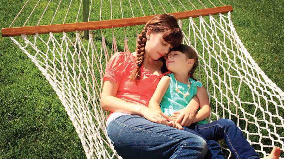 Mom and child in hammock