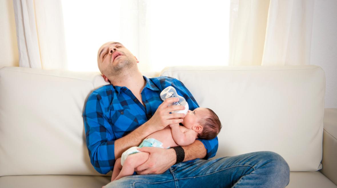 Sleeping dad with baby
