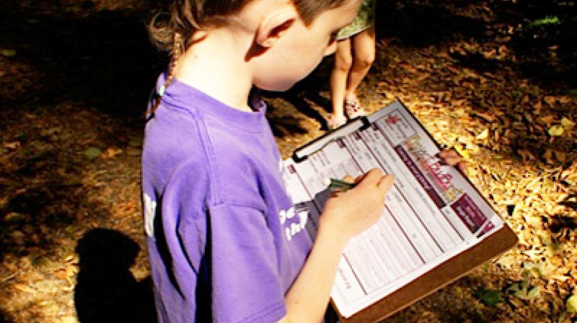 Boy taking notes on nature