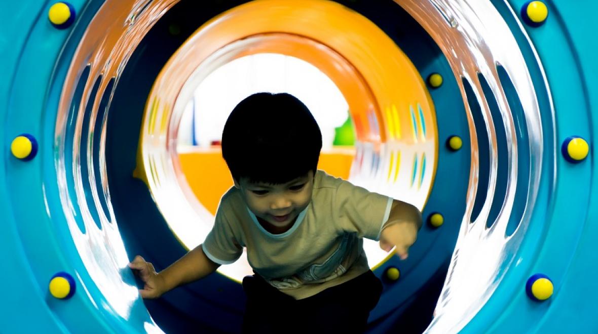 Child playing at an indoor playground