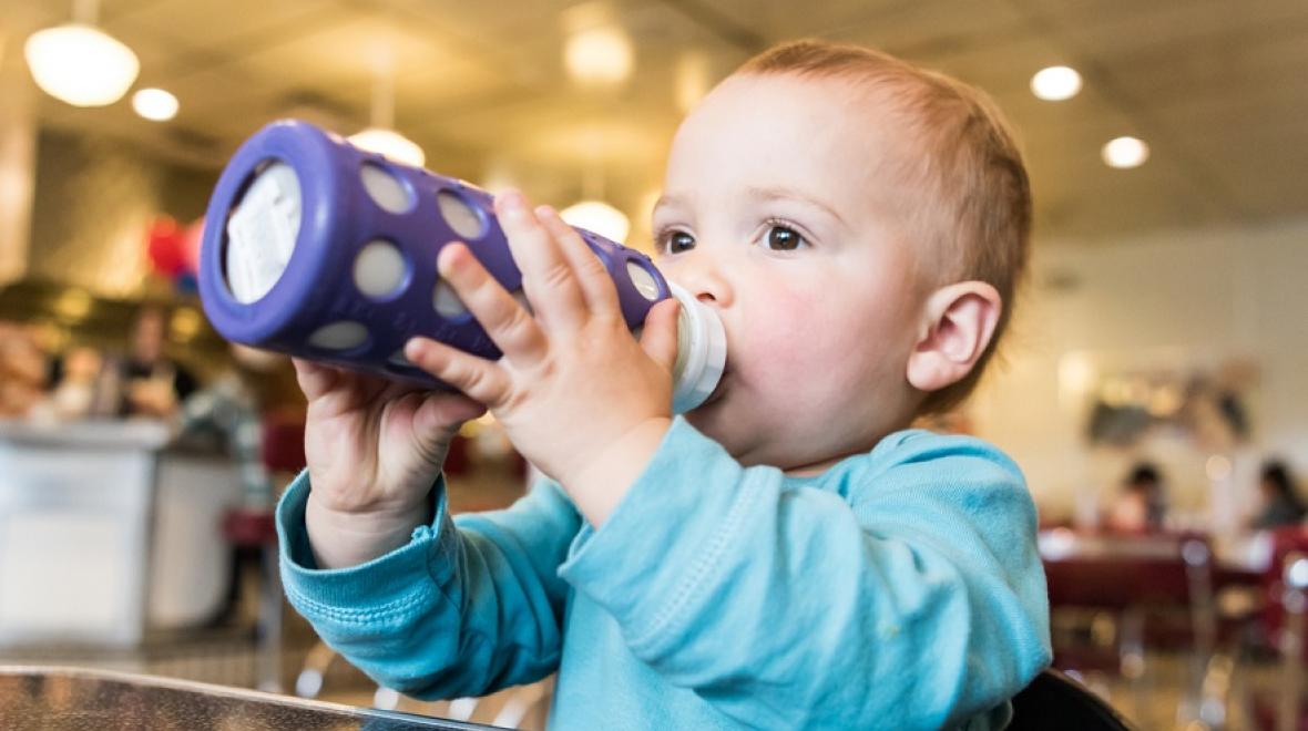 Baby drinking from a bottle