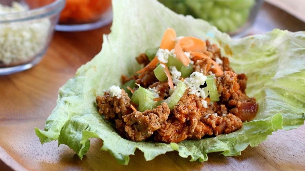 Buffalo wing turkey lettuce wraps