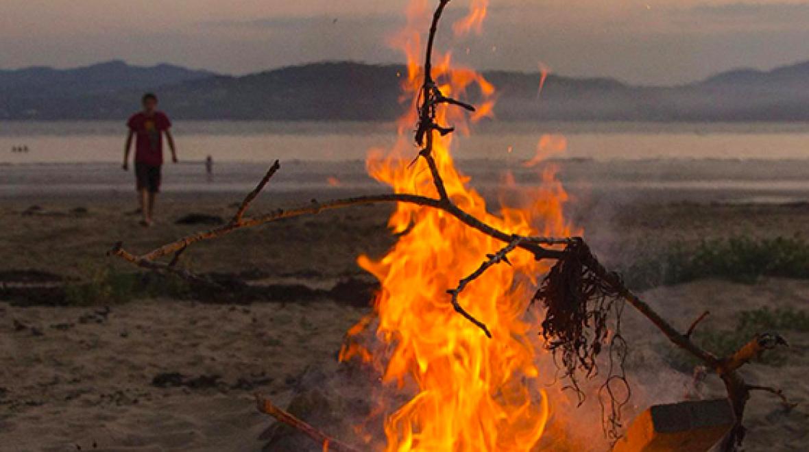 Fire on beach