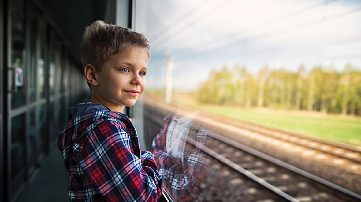 kid on train