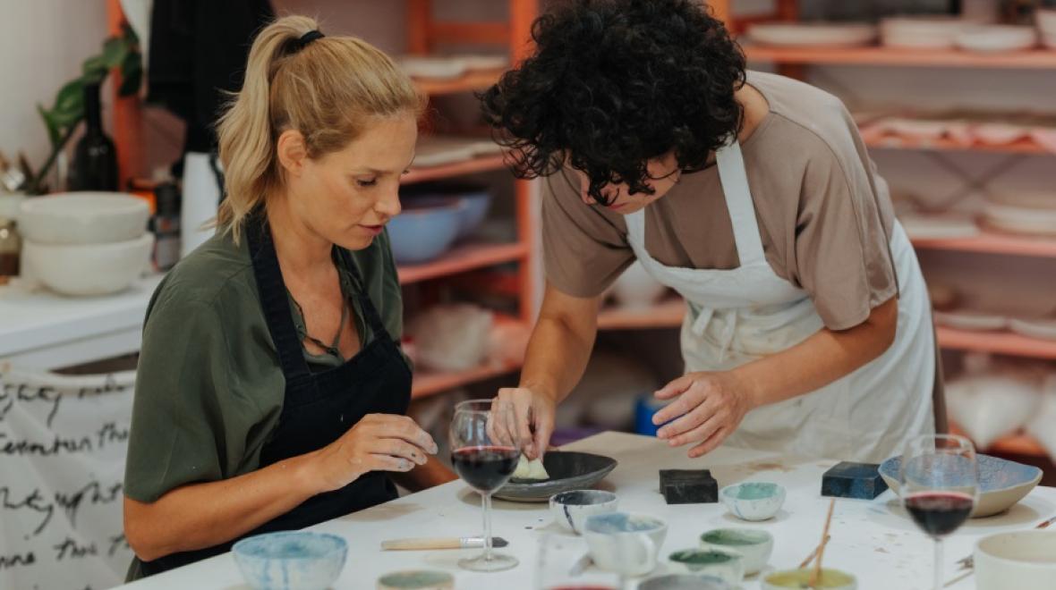woman in ceramics class