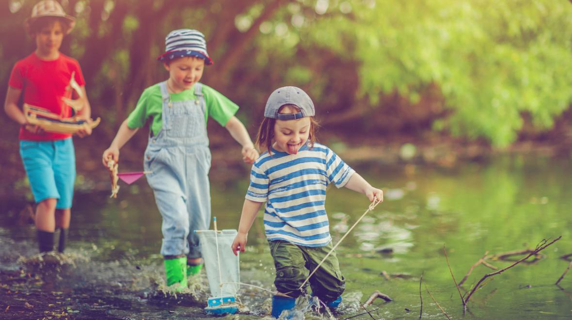 Kids playing in the water