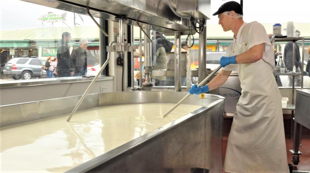 Beechers cheese factory tour at pike place market is a favorite Seattle food tour for families